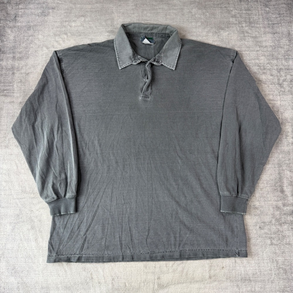 Northern Elements Shirt Mens Large Faded Gray VTG Long Sleeve Rugby Polo Grunge